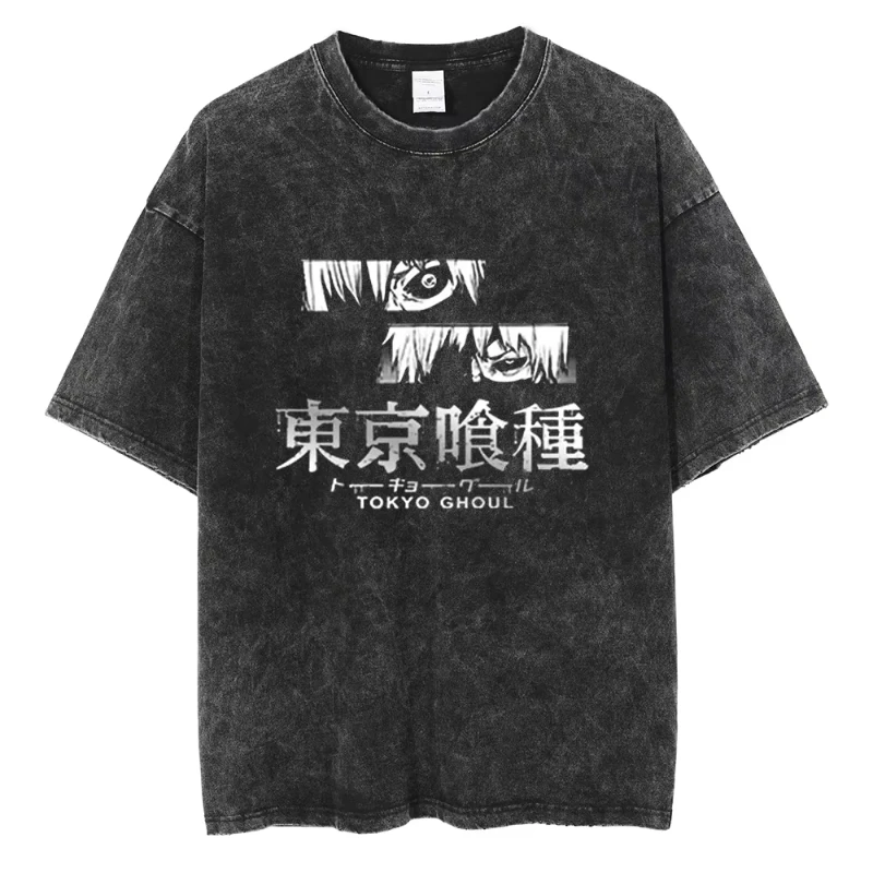 Tokyo Ghoul Logo With Kaneki Eye Mineral Wash T-Shirt