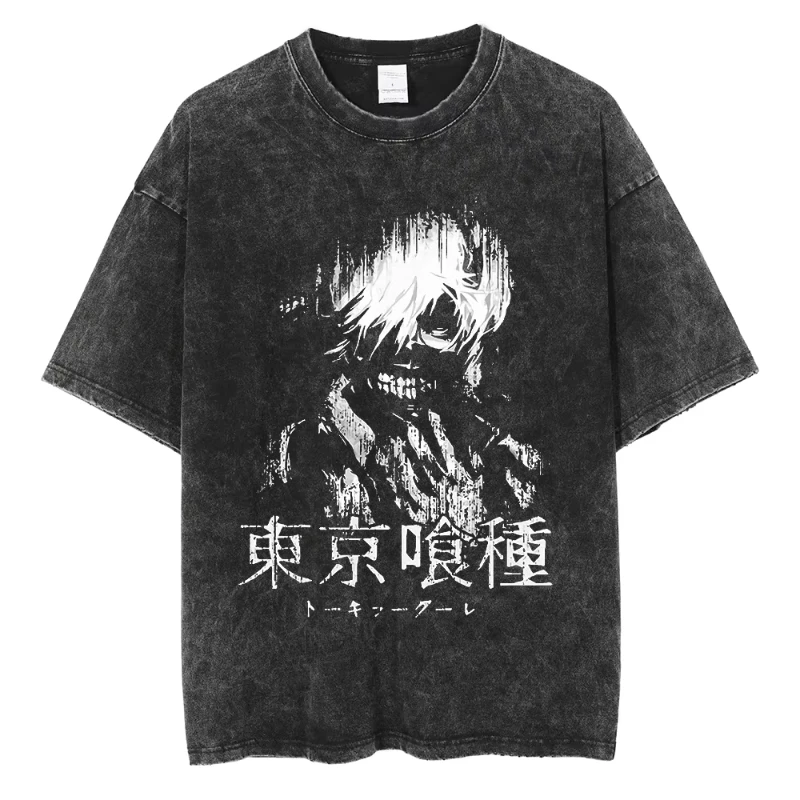 Tokyo Ghoul Black And White kaneki Mineral Wash T-Shirt