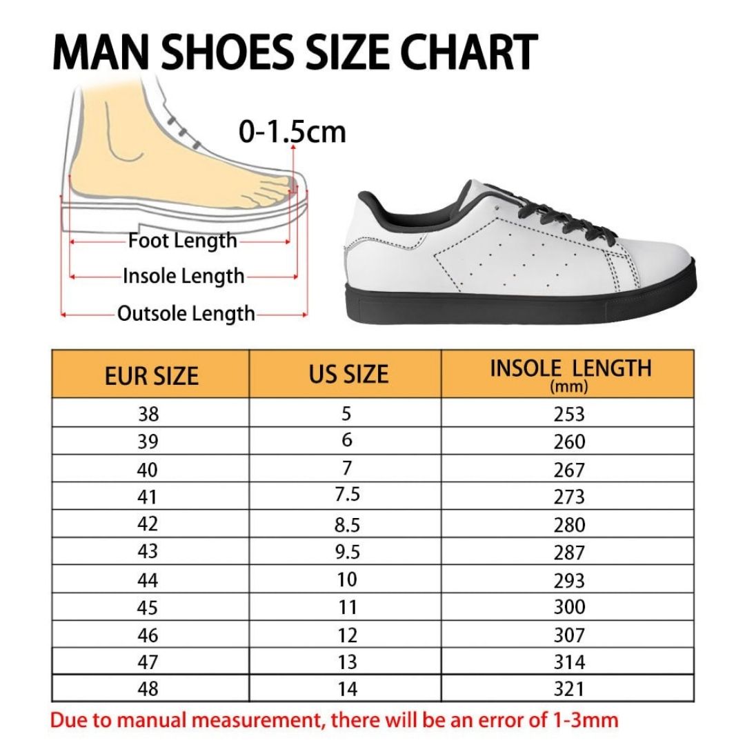 Skate Man Shoes Size Chart - Tokyo Ghoul Shop